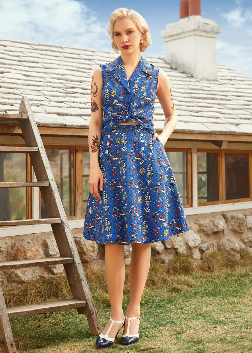 lilia-Sailor Flare Skirt